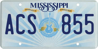 MS license plate ACS855