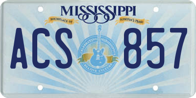 MS license plate ACS857