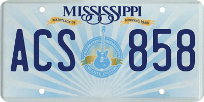 MS license plate ACS858