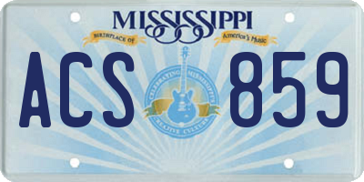 MS license plate ACS859