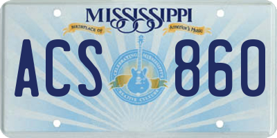 MS license plate ACS860