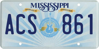 MS license plate ACS861