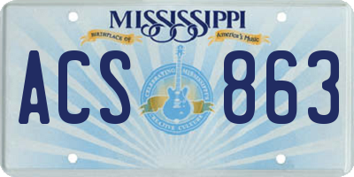 MS license plate ACS863