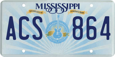 MS license plate ACS864