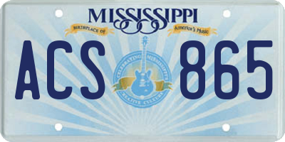 MS license plate ACS865