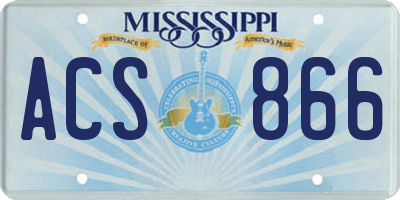 MS license plate ACS866