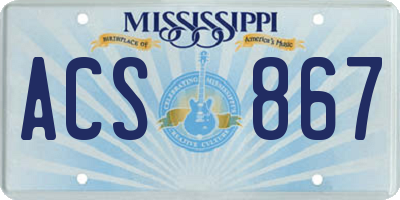 MS license plate ACS867