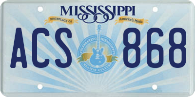 MS license plate ACS868