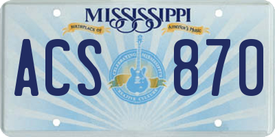 MS license plate ACS870