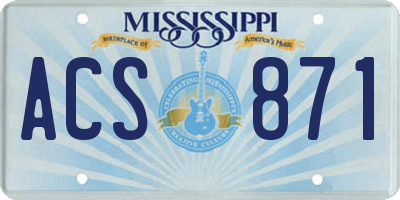 MS license plate ACS871