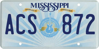 MS license plate ACS872
