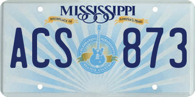 MS license plate ACS873