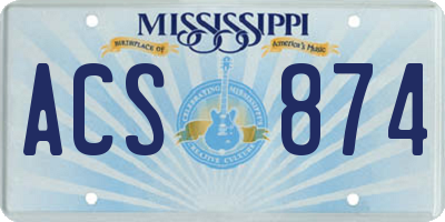MS license plate ACS874
