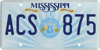 MS license plate ACS875