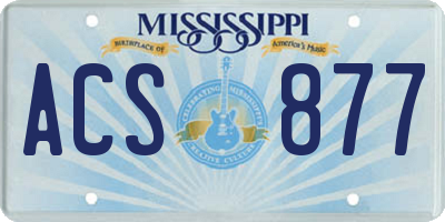 MS license plate ACS877