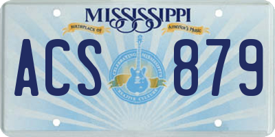 MS license plate ACS879