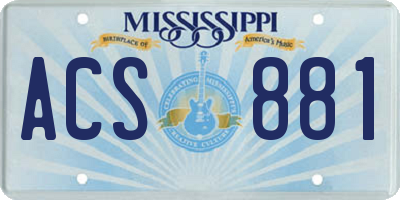 MS license plate ACS881