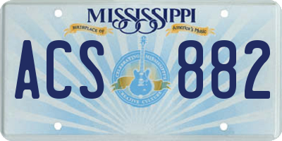 MS license plate ACS882