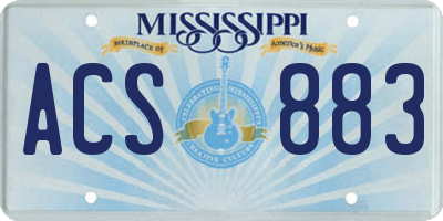 MS license plate ACS883