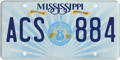 MS license plate ACS884