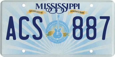 MS license plate ACS887