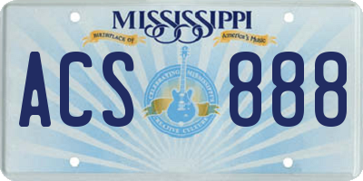 MS license plate ACS888
