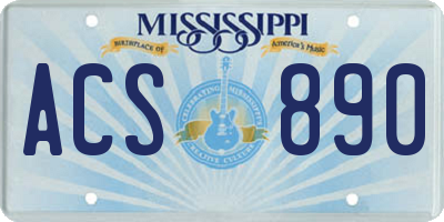 MS license plate ACS890