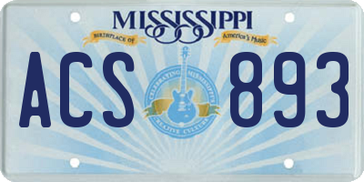 MS license plate ACS893