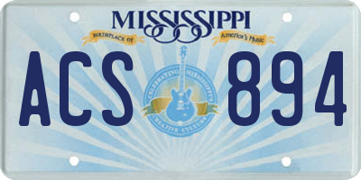 MS license plate ACS894