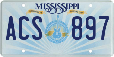MS license plate ACS897