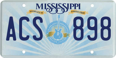 MS license plate ACS898