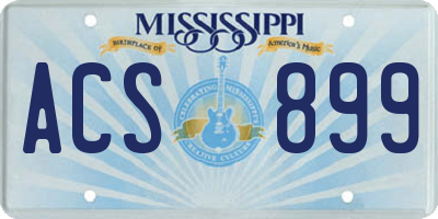 MS license plate ACS899