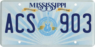 MS license plate ACS903