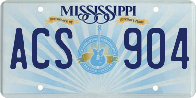 MS license plate ACS904