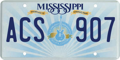 MS license plate ACS907