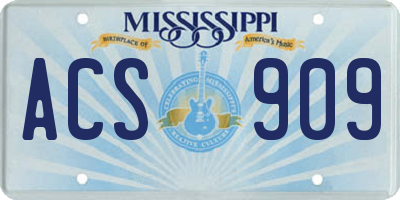 MS license plate ACS909