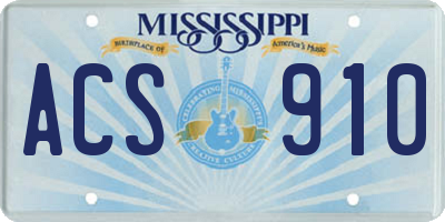 MS license plate ACS910