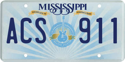 MS license plate ACS911