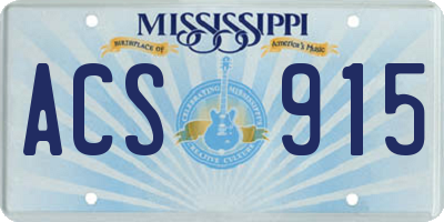 MS license plate ACS915