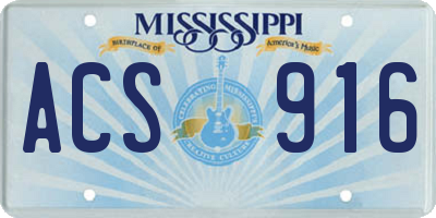 MS license plate ACS916
