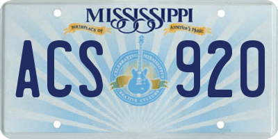 MS license plate ACS920