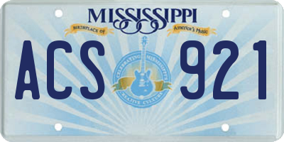 MS license plate ACS921