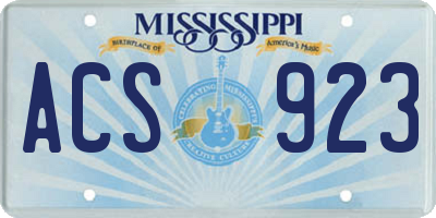 MS license plate ACS923