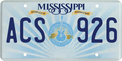 MS license plate ACS926