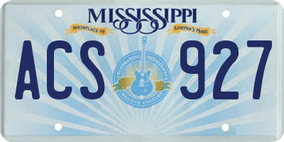 MS license plate ACS927