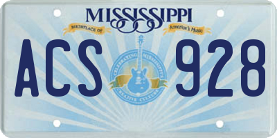 MS license plate ACS928