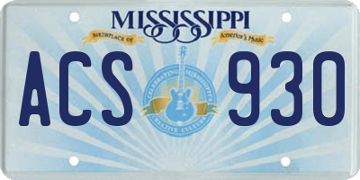MS license plate ACS930