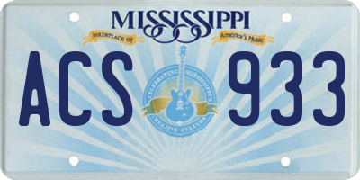 MS license plate ACS933