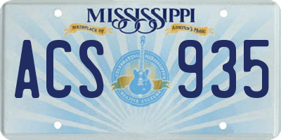 MS license plate ACS935