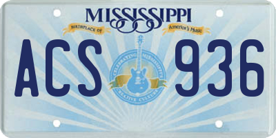 MS license plate ACS936
